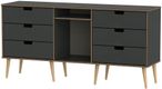 Shanghai Graphite 150cm TV Unit with Natural Wooden Legs