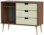 Shanghai Cream Gloss and Walnut Effect 95cm TV Unit with Natural Legs