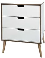 Shanghai 3 Drawer Midi Chest with Natural Legs - White