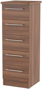 Sherwood Walnut Effect 5 Drawer Narrow Chest