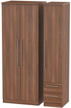 Sherwood Walnut Effect 3 Door Tall Triple Wardrobe - RHF 2 Drawers
