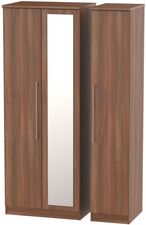 Sherwood Walnut Effect 3 Door Tall Triple Wardrobe - 1 Mirror