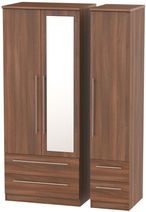 Sherwood Walnut Effect 3 Door Combi Wardrobe - 1 Mirror