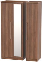Sherwood Walnut Effect 3 Door Triple Wardrobe - 1 Mirror