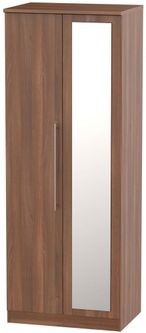 Sherwood Walnut Effect 2 Door Tall Wardrobe - 1 Mirror