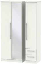 Sherwood Porcelain 3 Door Tall Combi Wardrobe - 1 Mirror and RHF 2 Drawers