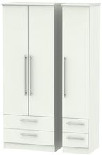 Sherwood Porcelain 3 Door Tall Triple Wardrobe - 4 Drawers