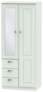 Victoria Grey 2 Door Combi Wardrobe - 1 Mirror RHF 3 Drawers