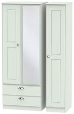 Victoria Grey 3 Door Tall Combi Wardrobe - 1 Mirror and LHF 2 Drawers