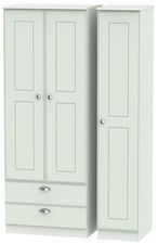 Victoria Grey 3 Door Tall Triple Wardrobe - LHF 2 Drawers