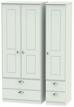 Victoria Grey 3 Door Triple Wardrobe - 4 Drawers