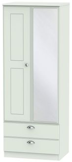 Victoria Grey 2 Door Tall Combi Wardrobe - 1 Mirror