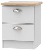 Victoria Grey and Riviera Oak 2 Drawer Bedside Cabinet