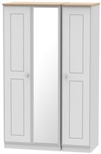 Victoria Grey and Riviera Oak 3 Door Triple Wardrobe - 1 Mirror