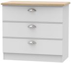 Victoria Grey and Riviera Oak 3 Drawer Small Chest