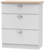 Victoria Grey and Riviera Oak 3 Drawer Deep Chest
