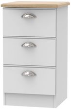 Victoria Grey and Riviera Oak 3 Drawer Bedside Cabinet