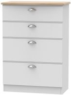 Victoria Grey and Riviera Oak 4 Drawer Deep Chest