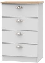 Victoria Grey and Riviera Oak 4 Drawer Midi Chest