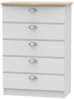 Victoria Grey and Riviera Oak 5 Drawer Chest