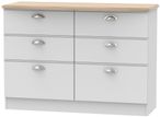 Victoria Grey and Riviera Oak 6 Drawer Midi Chest