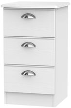 Victoria White 3 Drawer Bedside Cabinet