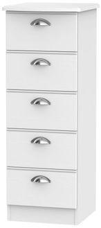 Victoria White 5 Drawer Narrow Chest