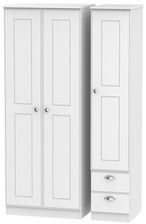 Victoria White 3 Door Tall Triple Wardrobe - RHF 2 Drawers