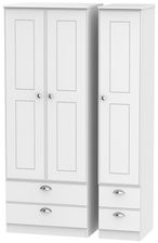 Victoria White 3 Door Tall Triple Wardrobe - 4 Drawers