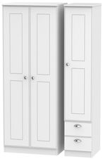 Victoria White 3 Door Triple Wardrobe - RHF 2 Drawers