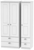 Victoria White 3 Door Triple Wardrobe - 4 Drawers