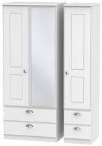Victoria White 3 Door Combi Wardrobe - 1 Mirror