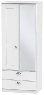 Victoria White 2 Door Combi Wardrobe - 1 Mirror