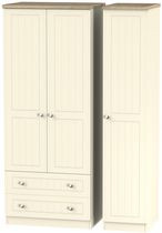 Vienna Cream 3 Door Triple Wardrobe - LHF 2 Drawers
