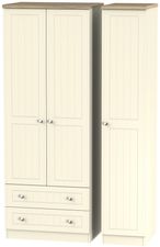 Vienna Cream 3 Door Tall Triple Wardrobe - LHF 2 Drawers