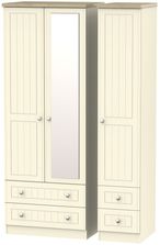 Vienna Cream 3 Door Tall Combi Wardrobe - 1 Mirror