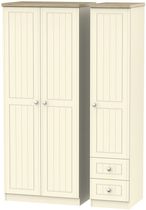 Vienna Cream 3 Door Triple Wardrobe - RHF 2 Drawers