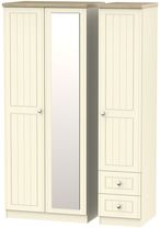 Vienna Cream 3 Door Combi Wardrobe - 1 Mirror and RHF 2 Drawers