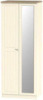 Vienna Cream 2 Door Tall Wardrobe - 1 Mirror
