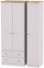 Vienna Cashmere 3 Door Tall Triple Wardrobe - LHF 2 Drawers