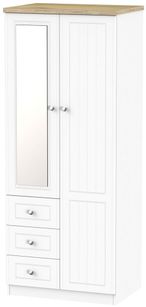 Vienna Porcelain 2 Door Combi Wardrobe - 1 Mirror RHF 3 Drawers