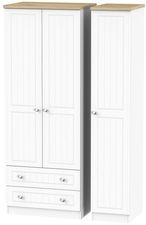 Vienna Porcelain 3 Door Tall Triple Wardrobe - LHF 2 Drawers