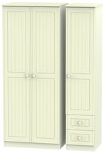 Warwick Cream 3 Door Triple Wardrobe - RHF 2 Drawers
