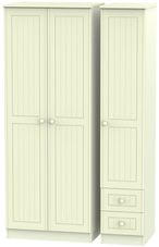 Warwick Cream 3 Door Tall Triple Wardrobe - RHF 2 Drawers