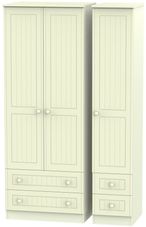 Warwick Cream 3 Door Tall Triple Wardrobe - 4 Drawers