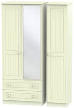 Warwick Cream 3 Door Combi Wardrobe - 1 Mirror and LHF 2 Drawers