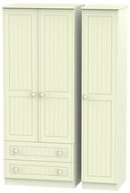 Warwick Cream 3 Door Triple Wardrobe - LHF 2 Drawers