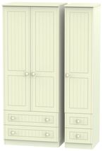 Warwick Cream 3 Door Triple Wardrobe -  4 Drawers