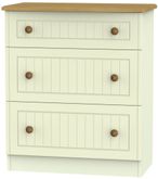 Warwick Cream and Oak 3 Drawer Deep Chest