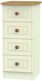 Warwick Cream and Oak 4 Drawer Narrow Chest